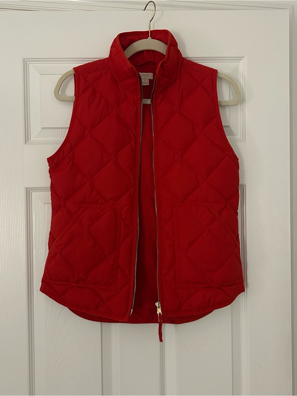 J. Crew Quilted Red Sleeveless Puffer Vest XS